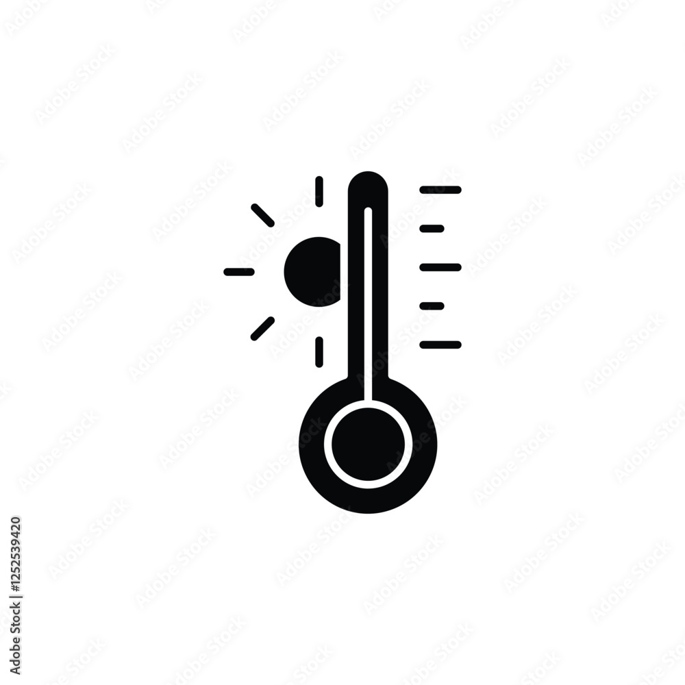 Thermometer vector icon with temperature half scale for weather or medicine