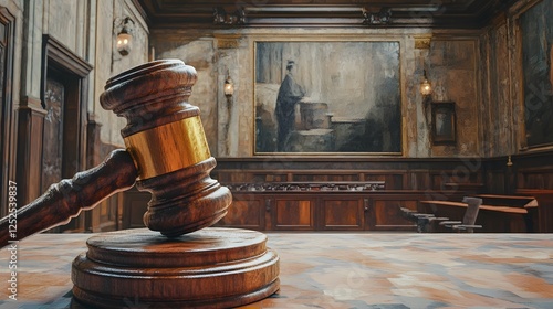 Gavel in Courtroom: Justice, Law, and Legal System