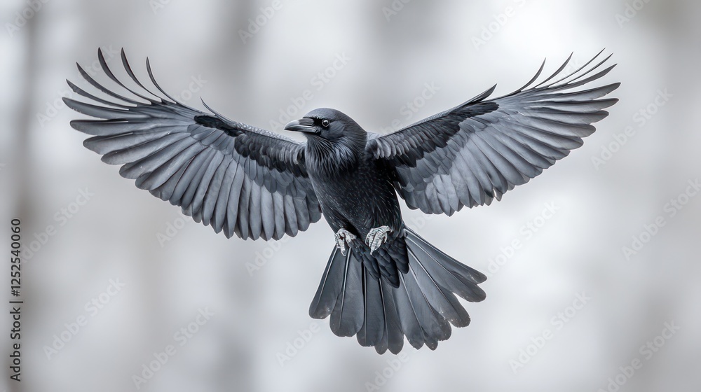 Naklejka premium crow in flight isolated on white background
