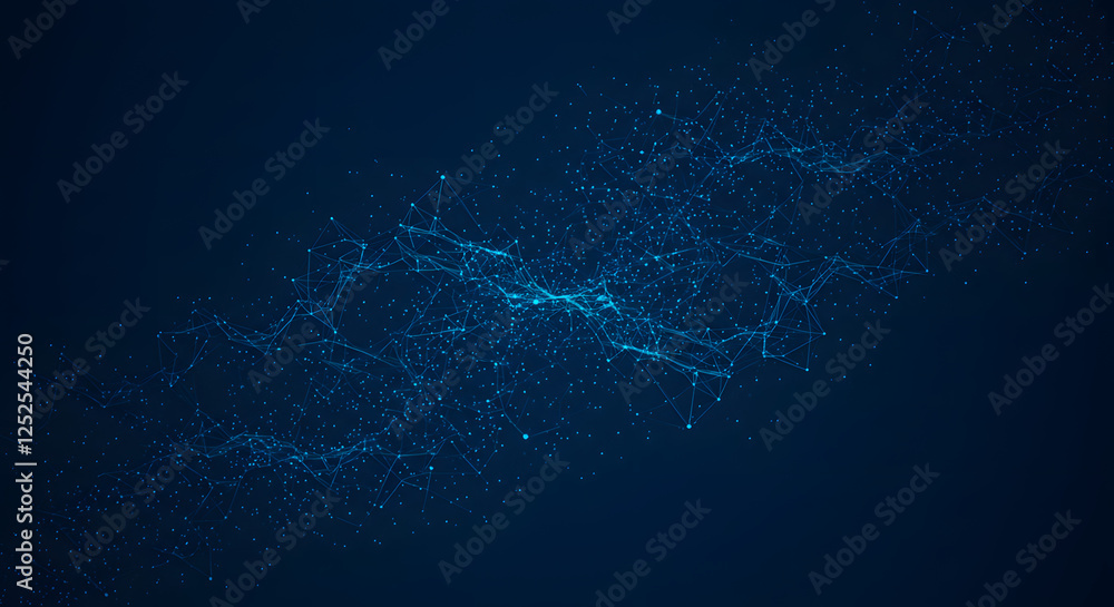 Abstract Network Connecting Nodes Illustration on Dark Background for Technology