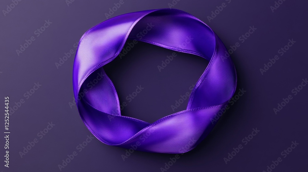 Abstract Purple Mobius Ribbon Strip Loop in Elegant Geometric Shape Against a Solid Color Background Abstract Purple Mobius Ribbon Strip Loop in Elegant Geometric Shape Against a Solid Color Background