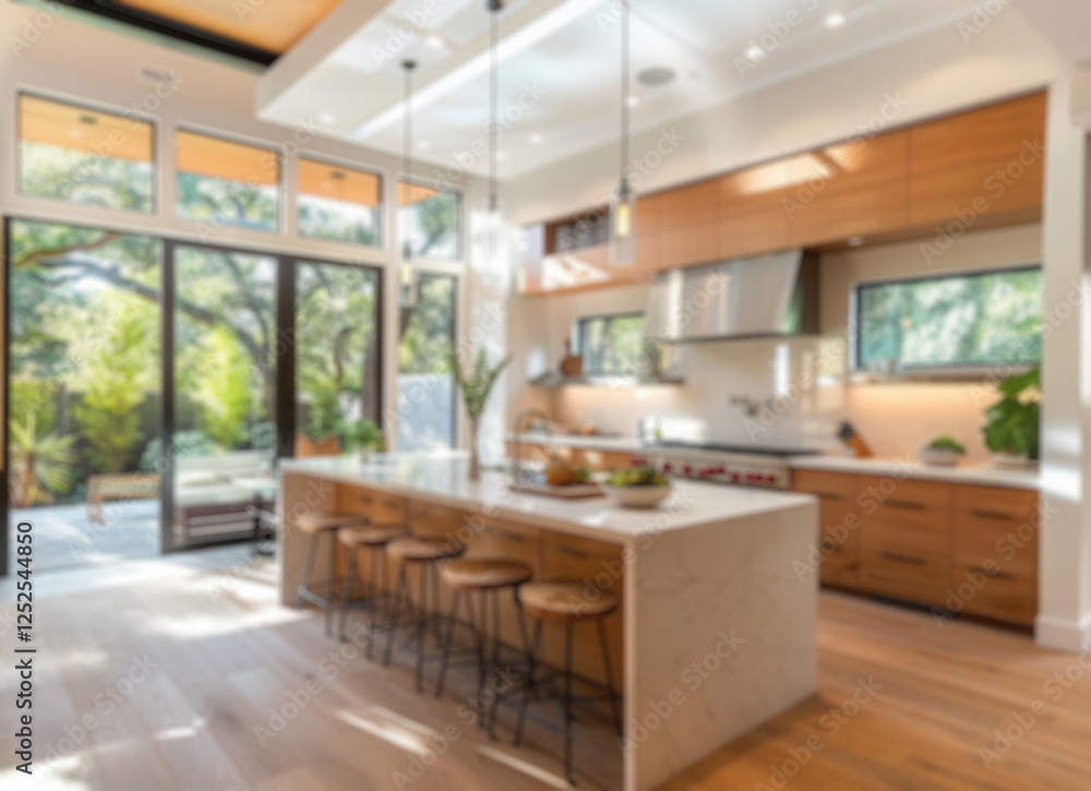 Modern Kitchen Interior Blurred Background, Blur interior background concept Modern Kitchen Interior Blurred Background, Blur interior background concept