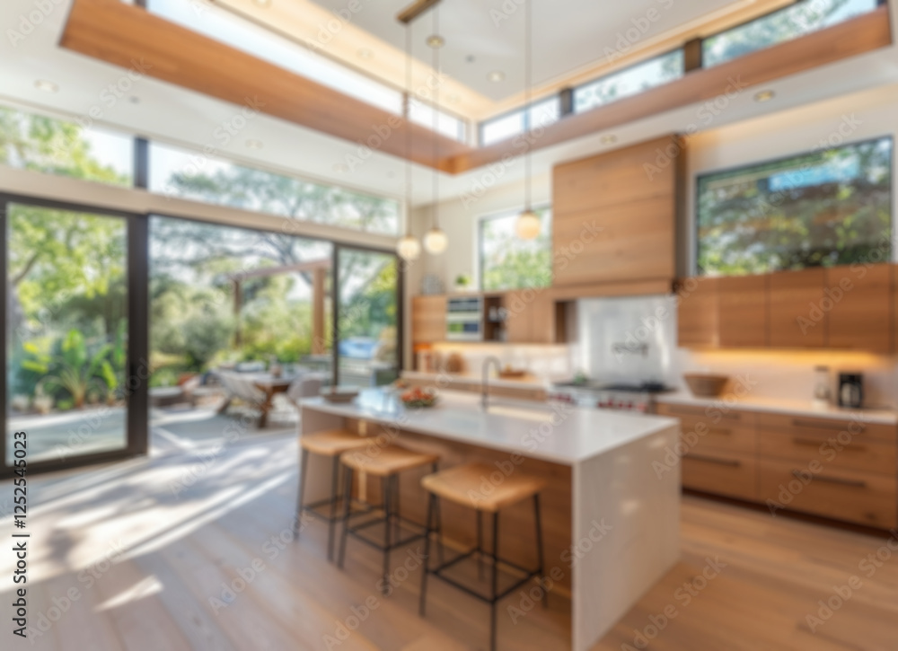Modern Kitchen Interior Blurred Background, Blur interior background concept Modern Kitchen Interior Blurred Background, Blur interior background concept