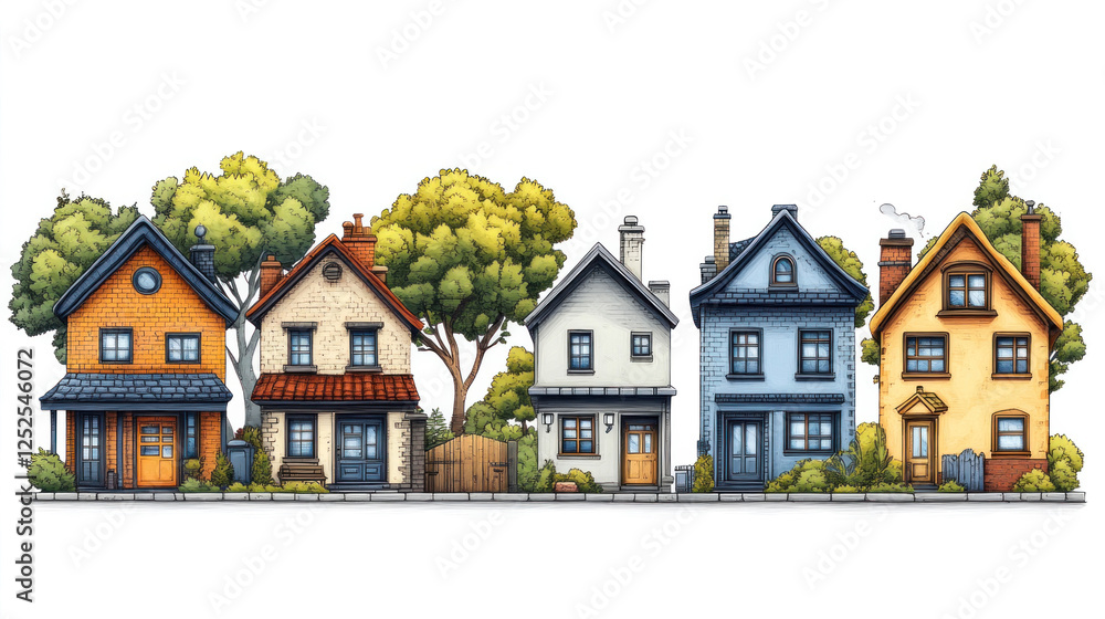 Building icons designed in a fun, cartoonish style for kids educational materials Building icons designed in a fun, cartoonish style for kids educational materials