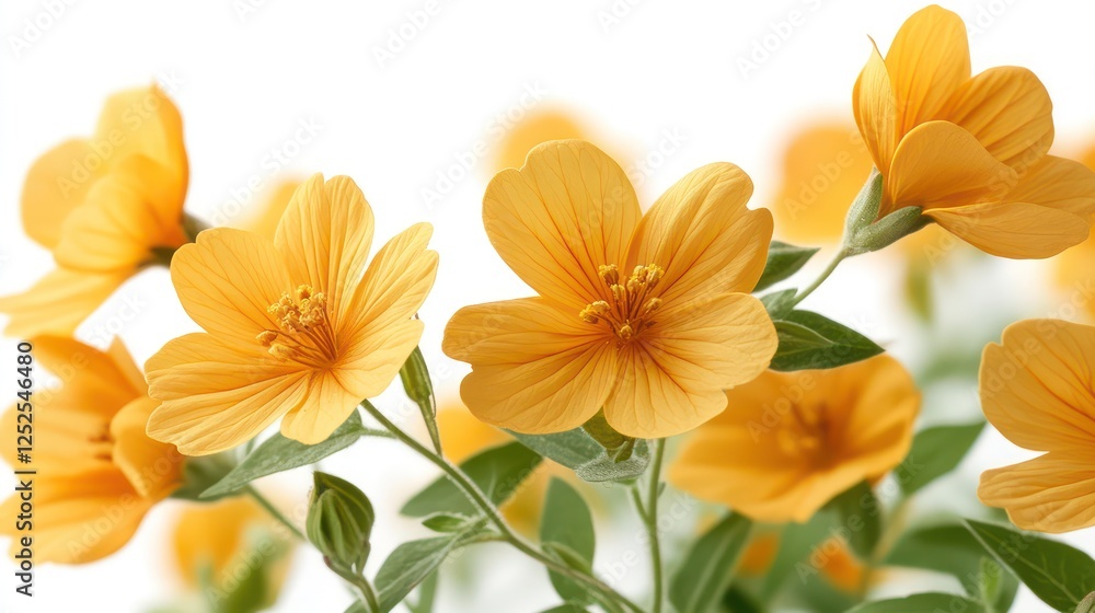 Fototapeta premium flying yellow flower isolated on white background