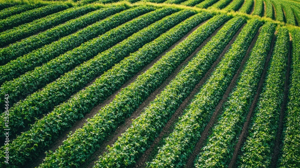 Agricultural drone flying above rows of crops in a farm Agricultural drone flying above rows of crops in a farm