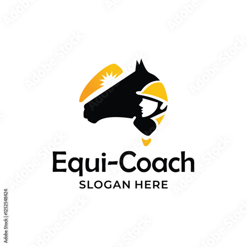 silhouette horse and jockey logo design