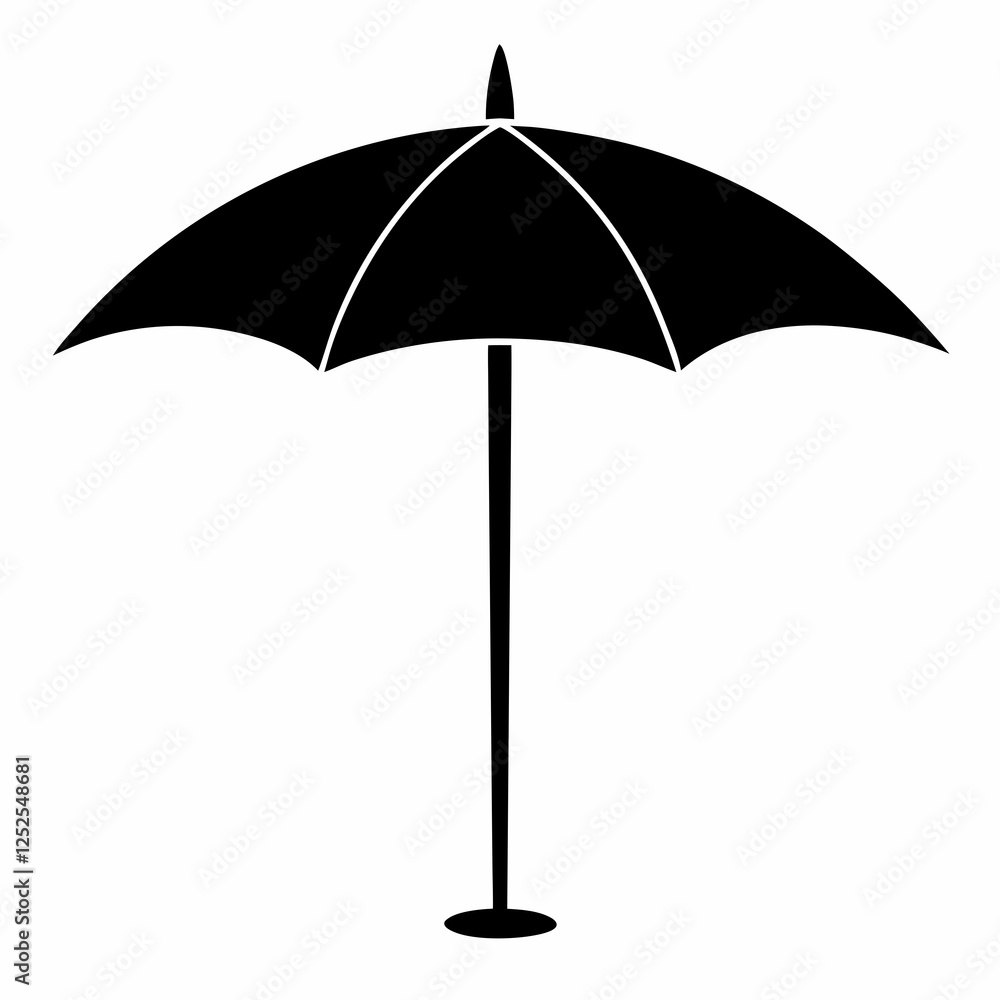 Parasol Silhouette Vector with White Background Parasol Silhouette Vector with White Background