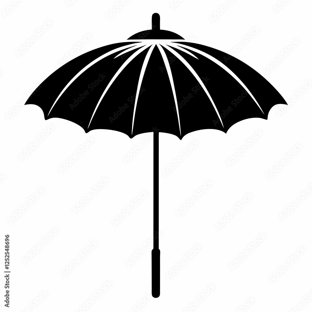 Parasol Silhouette Vector with White Background Parasol Silhouette Vector with White Background