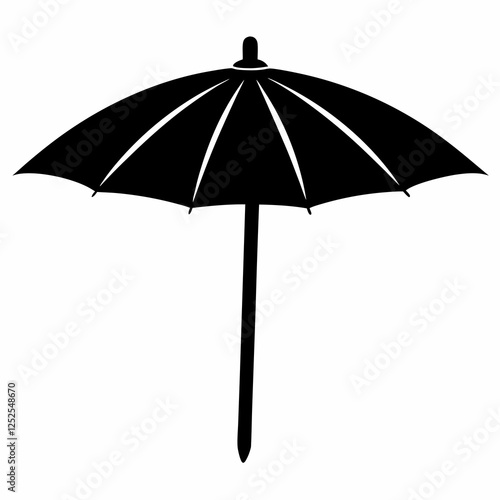 Parasol Silhouette Vector with White Background