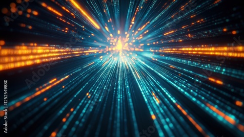 Abstract 3D vector lines converging towards a central point, creating a sense of speed.