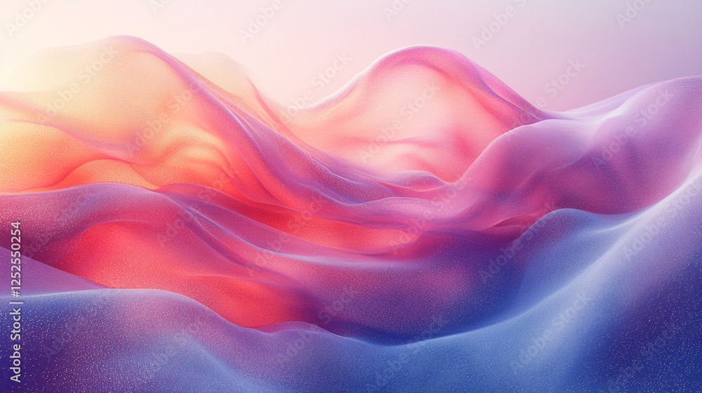 Obraz premium Abstract Pink Purple Blue Wave Digital Art Background Texture Design Soft Silk Style Color Image 