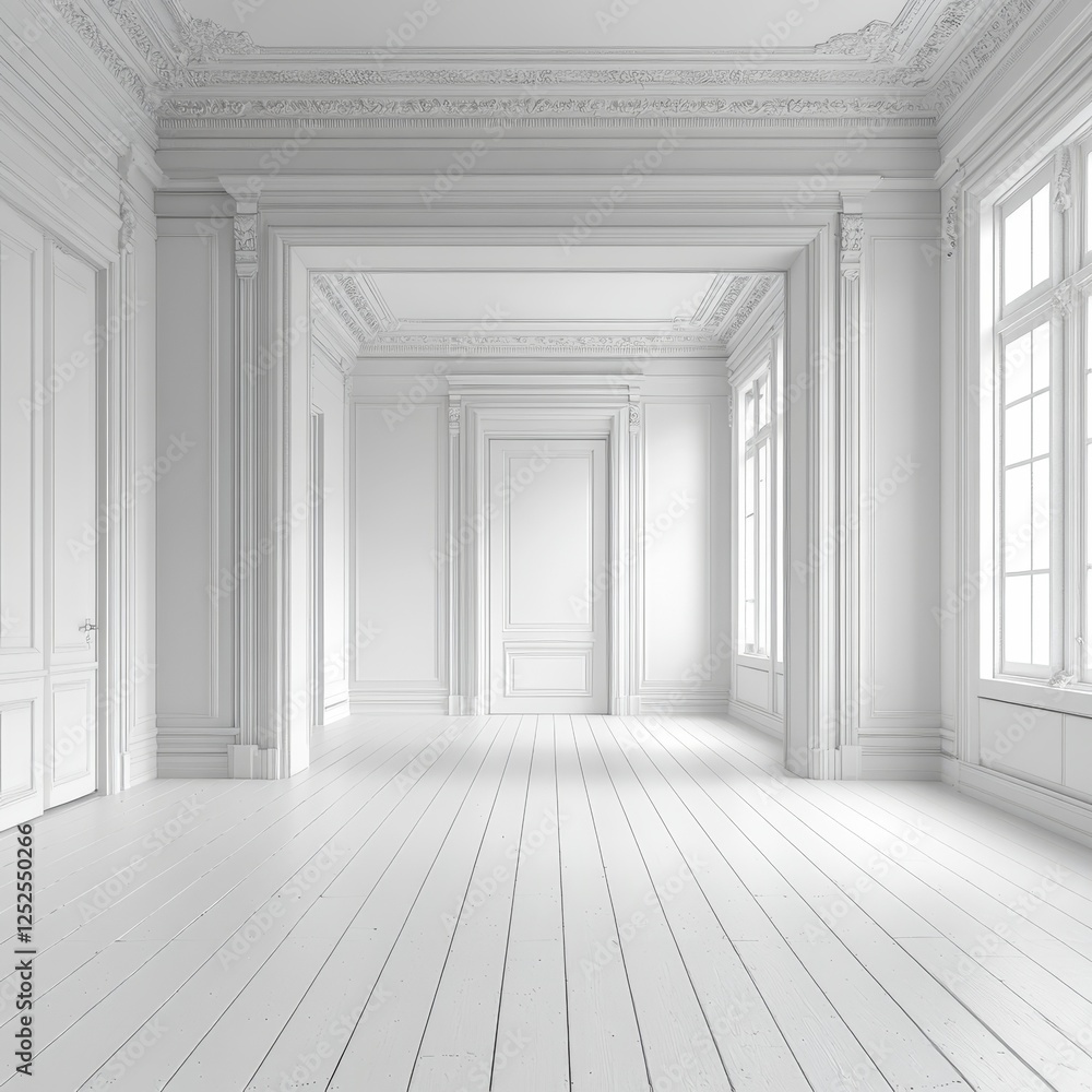 Fototapeta premium White Room Background, Generative AI