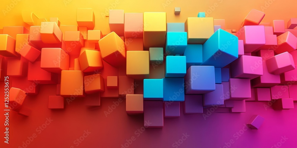 Obraz premium Colorful 3D Shape Background, Generative AI