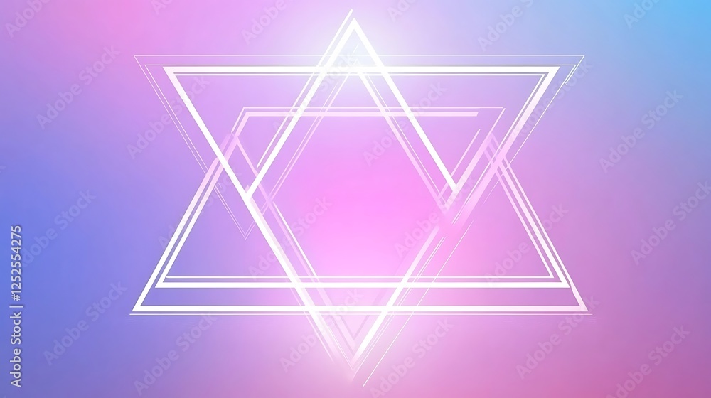 Glowing triangles, pastel background, abstract art Glowing triangles, pastel background, abstract art