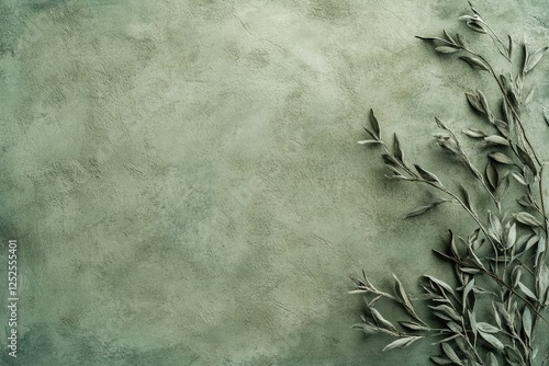 A textured sage green background with a natural feel, ideal for a soothing design, featuring generous areas for copy or other design elements.