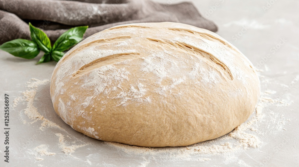 Artisan bread dough, prepared for baking, on a light surface Artisan bread dough, prepared for baking, on a light surface