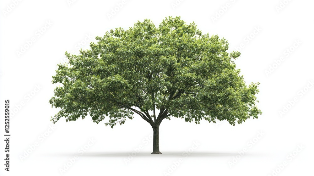 Obraz premium Lush green tree isolated on white, nature backdrop (1)