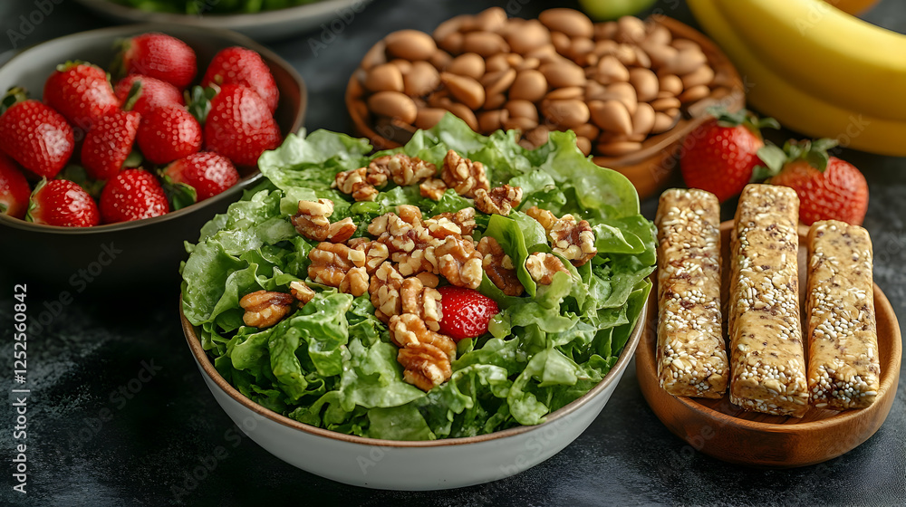 Healthy Salad with Nuts and Fruits Healthy Salad with Nuts and Fruits