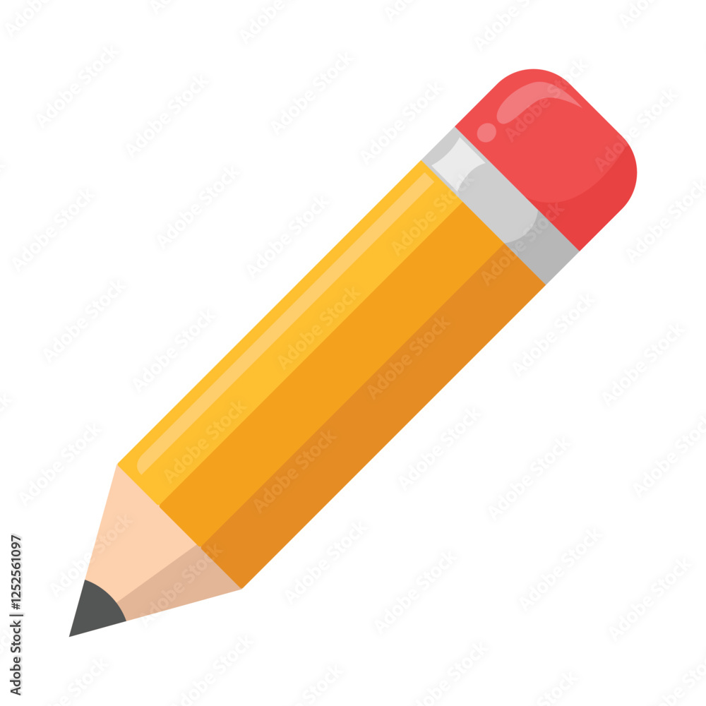 Yellow pencil with red eraser suitable for school supplies, education, back to school, creativity, art projects, stationary themes. Yellow pencil with red eraser suitable for school supplies, education, back to school, creativity, art projects, stationary themes.