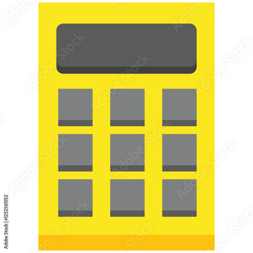 Yellow calculator with a black screen, suitable for financial concepts, accounting, budgeting, math projects, educational materials, business presentations.