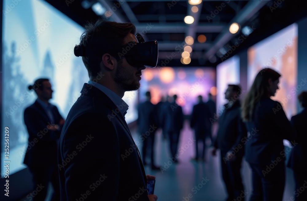 Fototapeta premium An expert demonstrating VR technologies at the exhibition
