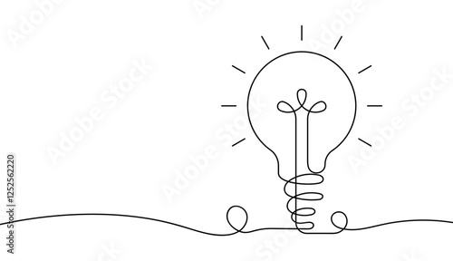 Continuous line drawing light bulb