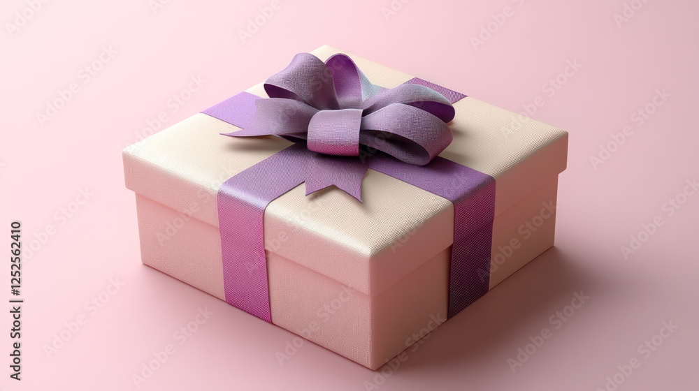 pink gift box with purple ribbon 3d render icon isolated on white background pink gift box with purple ribbon 3d render icon isolated on white background