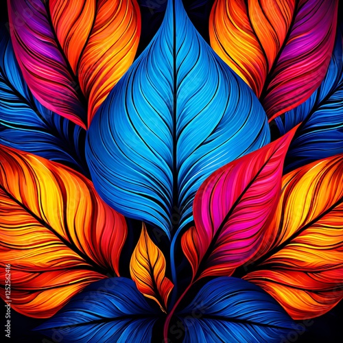 Wallpaper Mural Abstract Floral Illustration in Vibrant Hues Torontodigital.ca