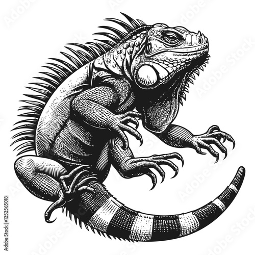 Stylized Illustration of an Iguana