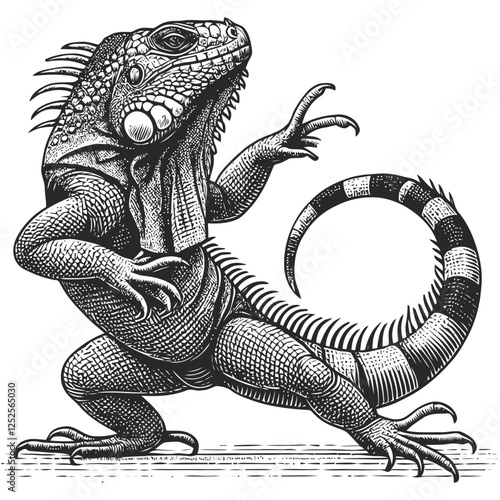 Stylized Illustration of an Iguana