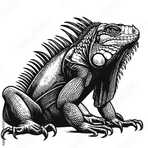 Stylized Illustration of an Iguana