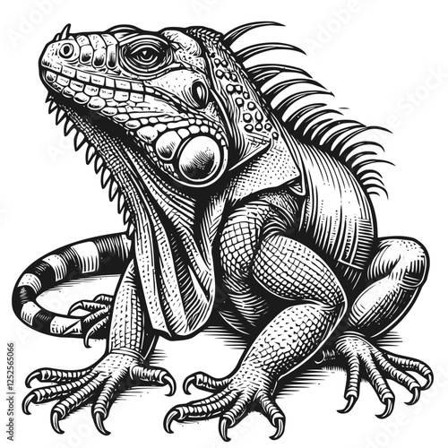Stylized Illustration of an Iguana