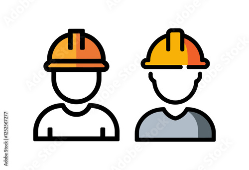 Minimalist Engineering Icons – Hard Hat Worker Vector Set on Transparent