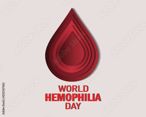 World Hemophilia Day vector background. Awareness poster with red paper cut blood drop. Blood donor day concept