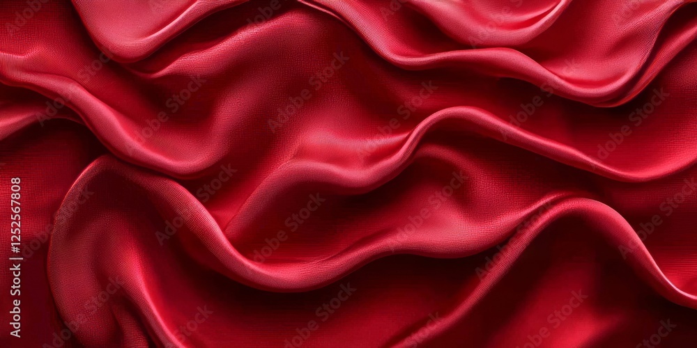 Obraz premium Bright Red Silk Background, Generative AI