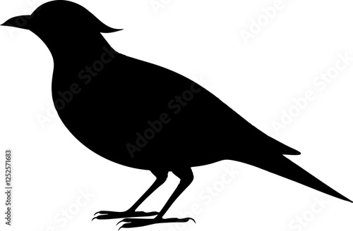 Skylark Bird Black Vector Silhouette on White Background
