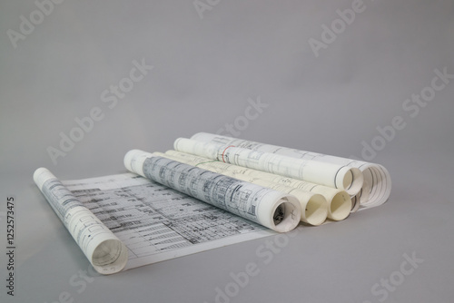 the object rolls of blueprint drawing, engineering drawing