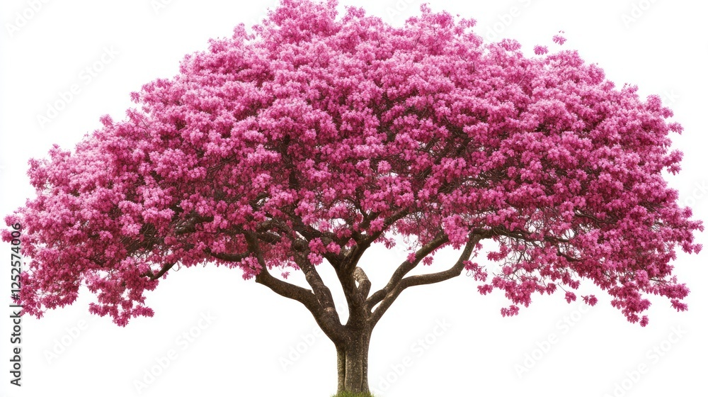 Obraz premium Pink flowering tree spring nature isolated background