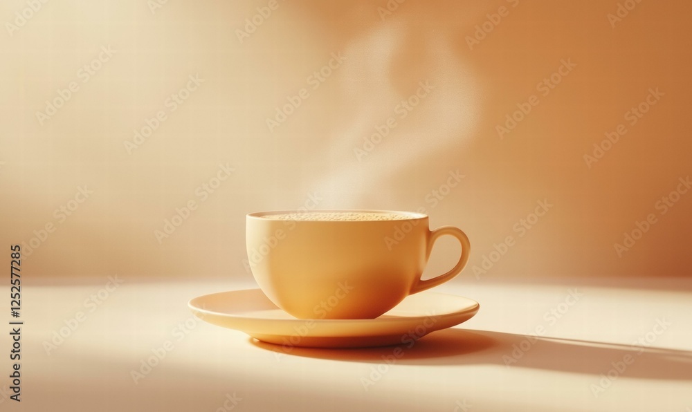 Warm coffee in a light beige cup. AI. Warm coffee in a light beige cup. AI.