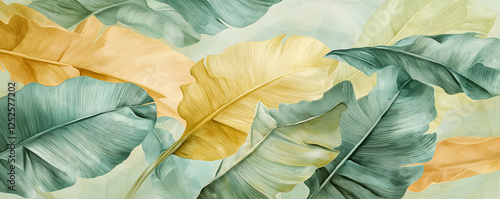Wallpaper Mural Vibrant tropical leaves in artistic botanical composition Torontodigital.ca