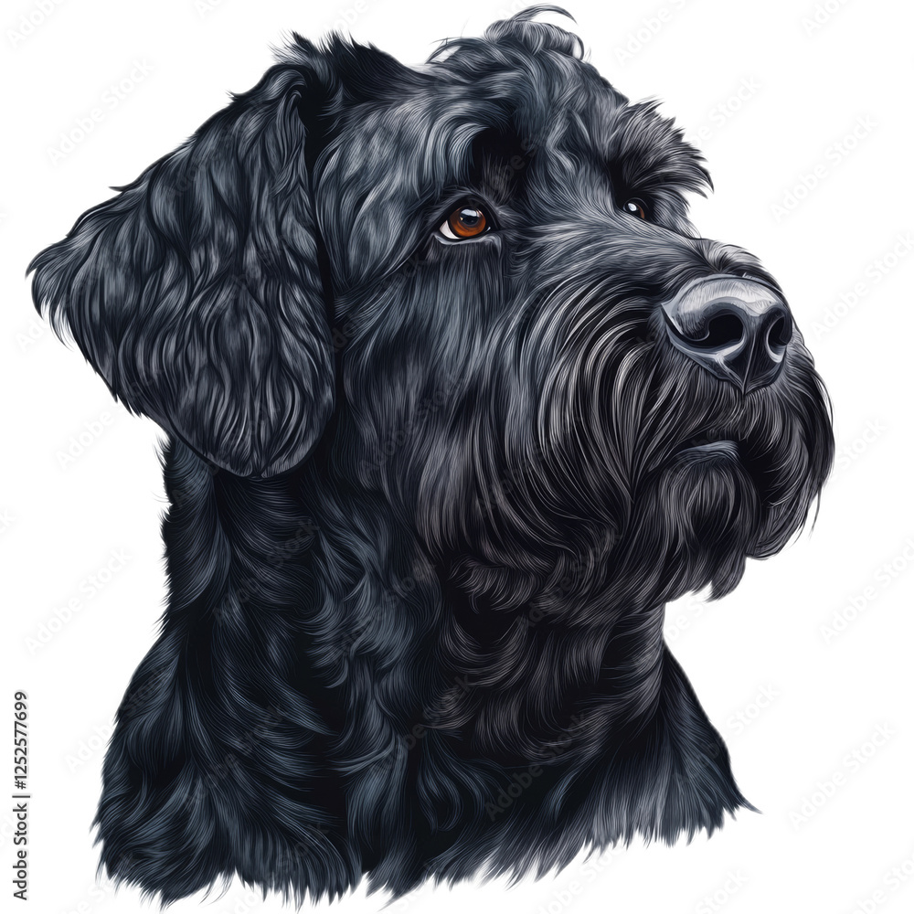 Majestic Black Russian Terrier Portrait. Majestic Black Russian Terrier Portrait.