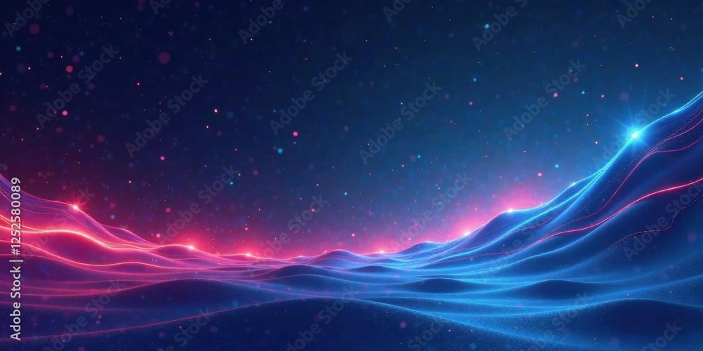 Abstract Glowing Landscape with Vibrant Pink and Blue Hues and Sparkling Particles Abstract Glowing Landscape with Vibrant Pink and Blue Hues and Sparkling Particles