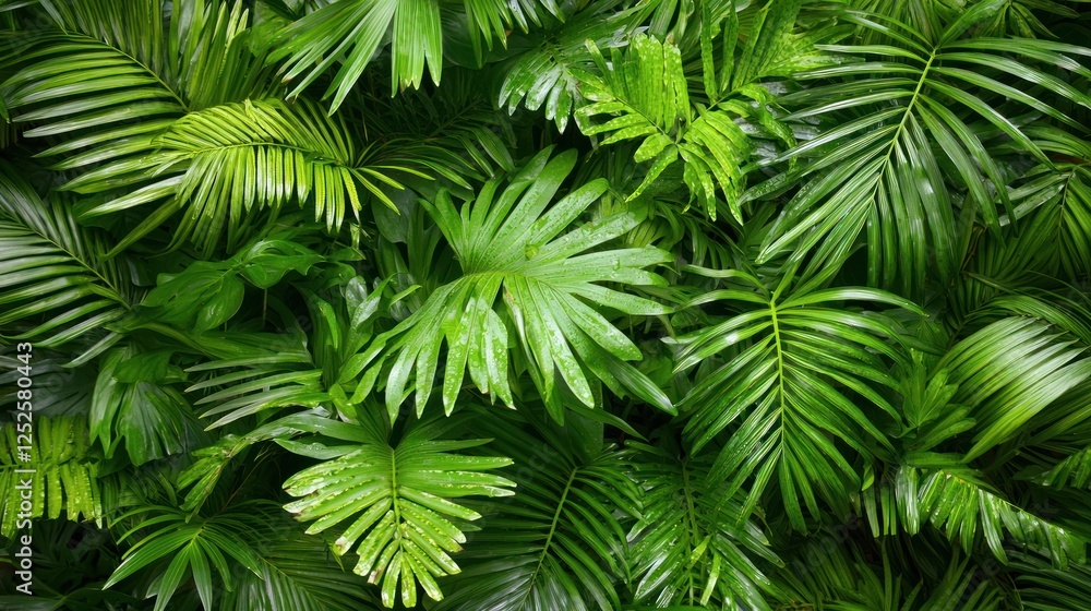 Naklejka premium Vibrant, full green foliage symbolizing peak summer.