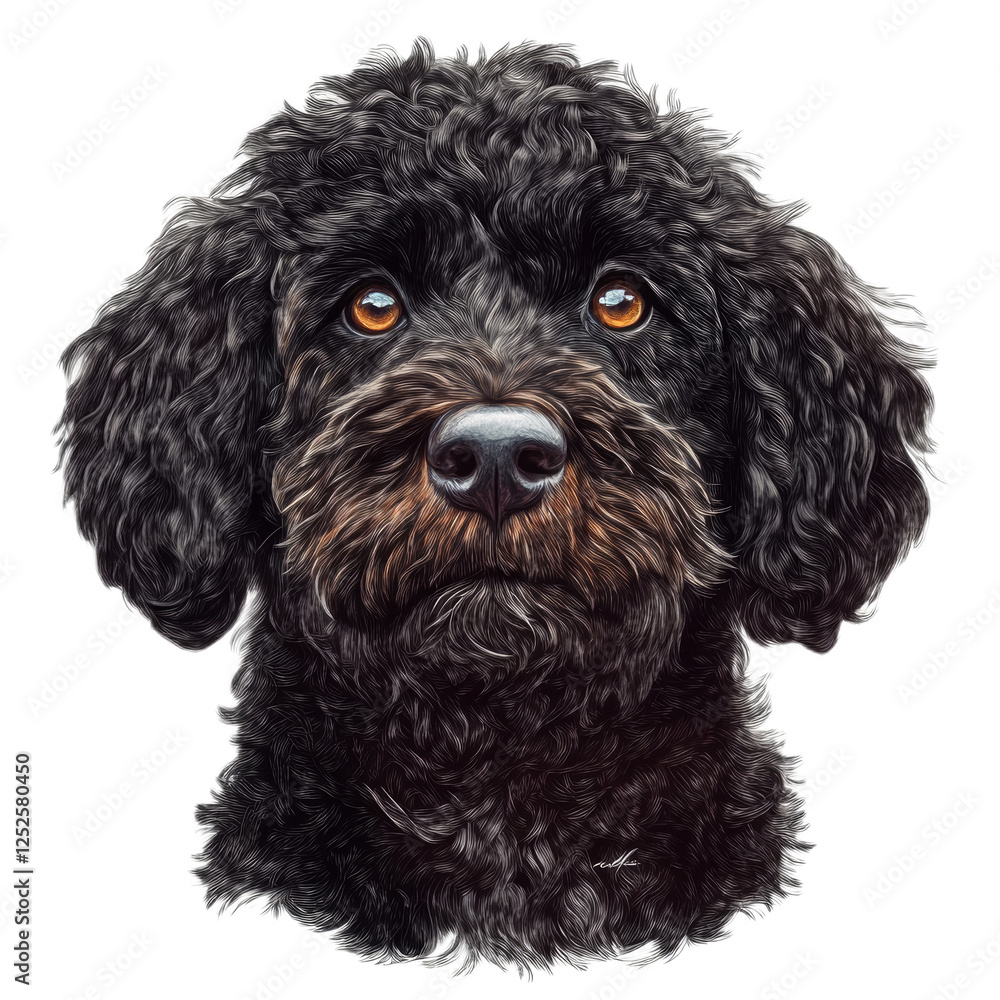 Black Portuguese Water Dog Portrait Black Portuguese Water Dog Portrait