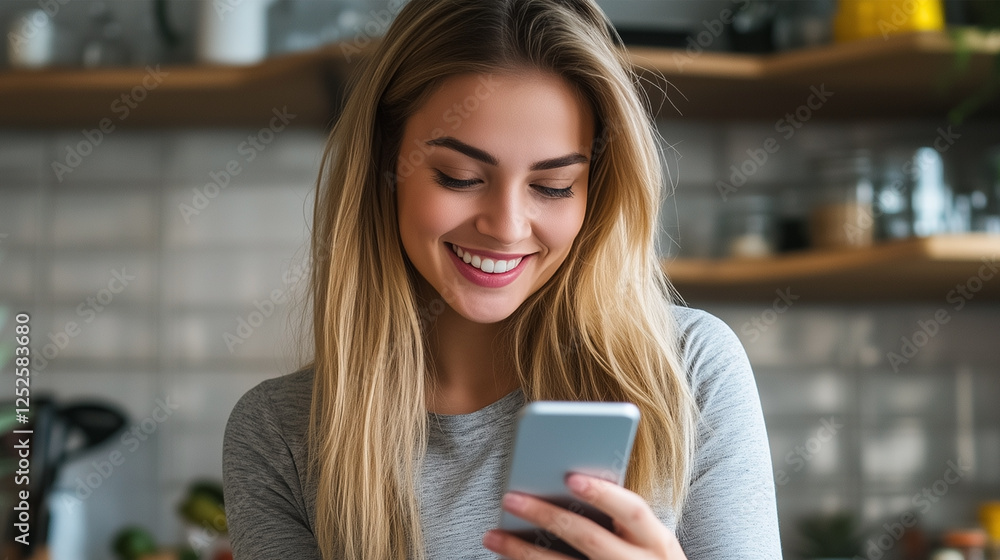 A woman is smiling and holding a cell phone A woman is smiling and holding a cell phone