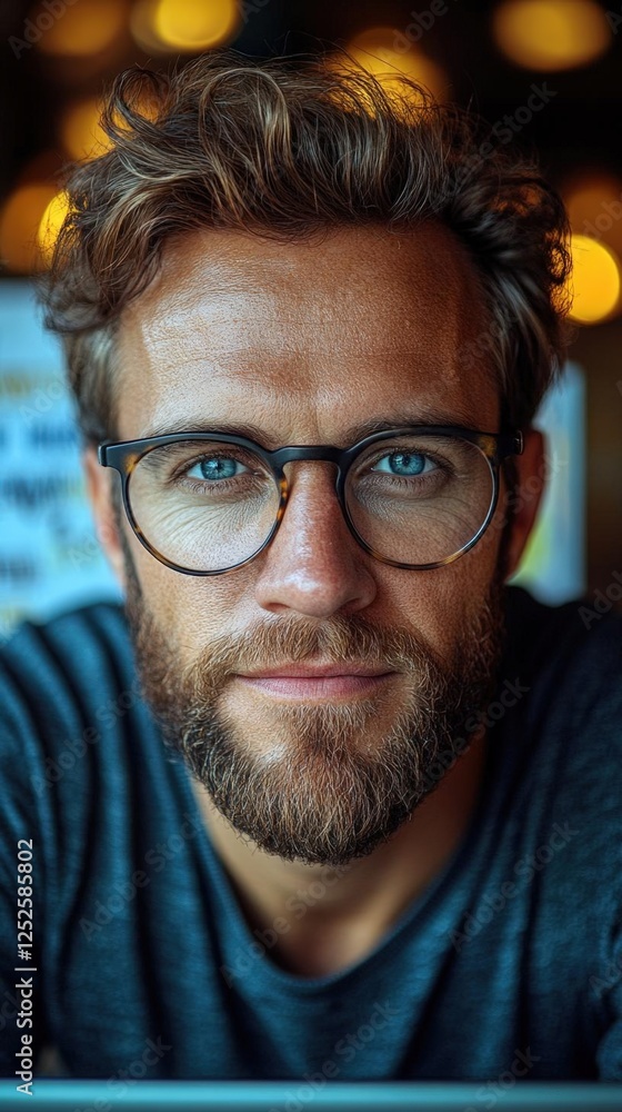 Close Up Portrait Of Man With Glasses And Beard Close Up Portrait Of Man With Glasses And Beard
