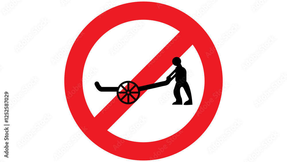 Traffic sign for no entry of man cart. Traffic sign for no entry of man cart.