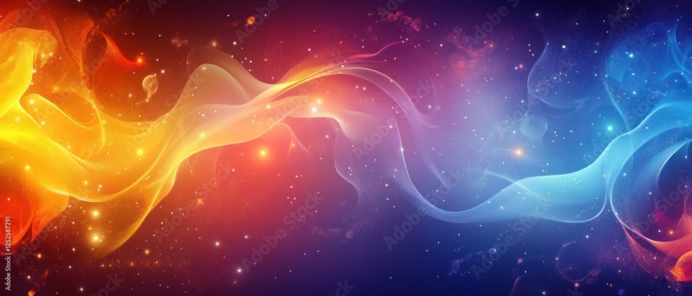 Colorful abstract waves blending in a cosmic background Colorful abstract waves blending in a cosmic background