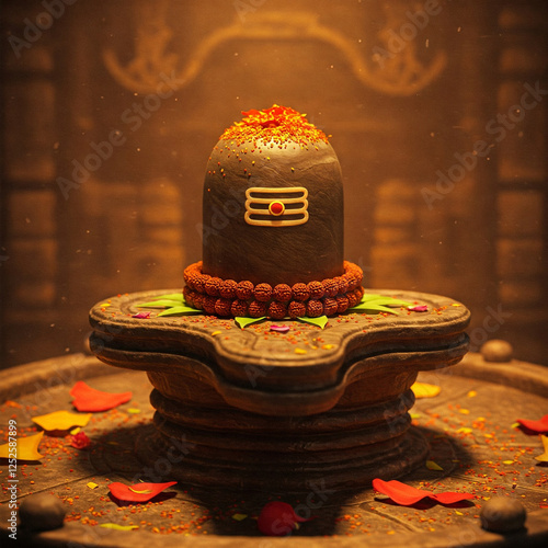 Shiv linga with Rudraksha.